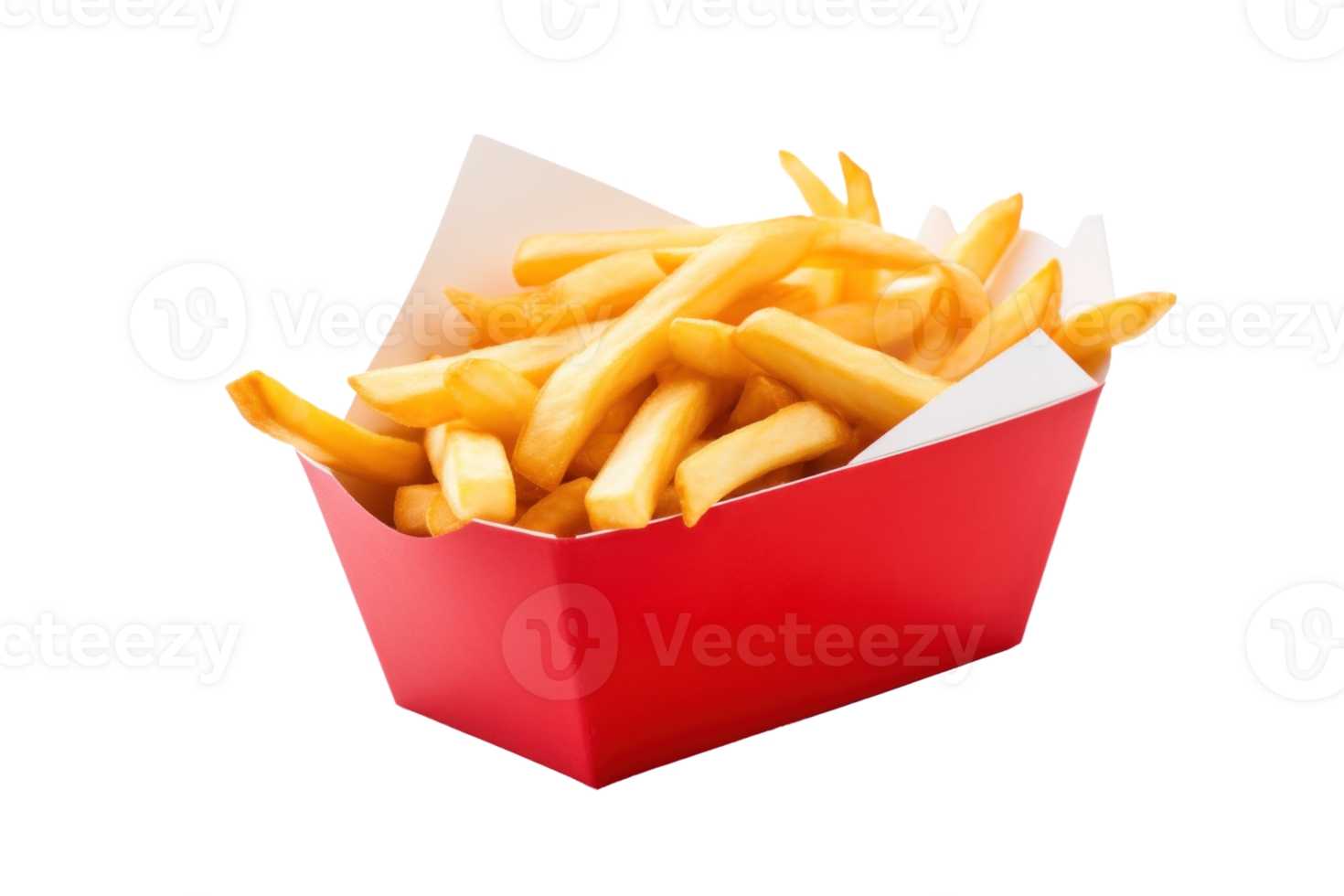 AI generated Crispy French Fries in Red Carton Box png