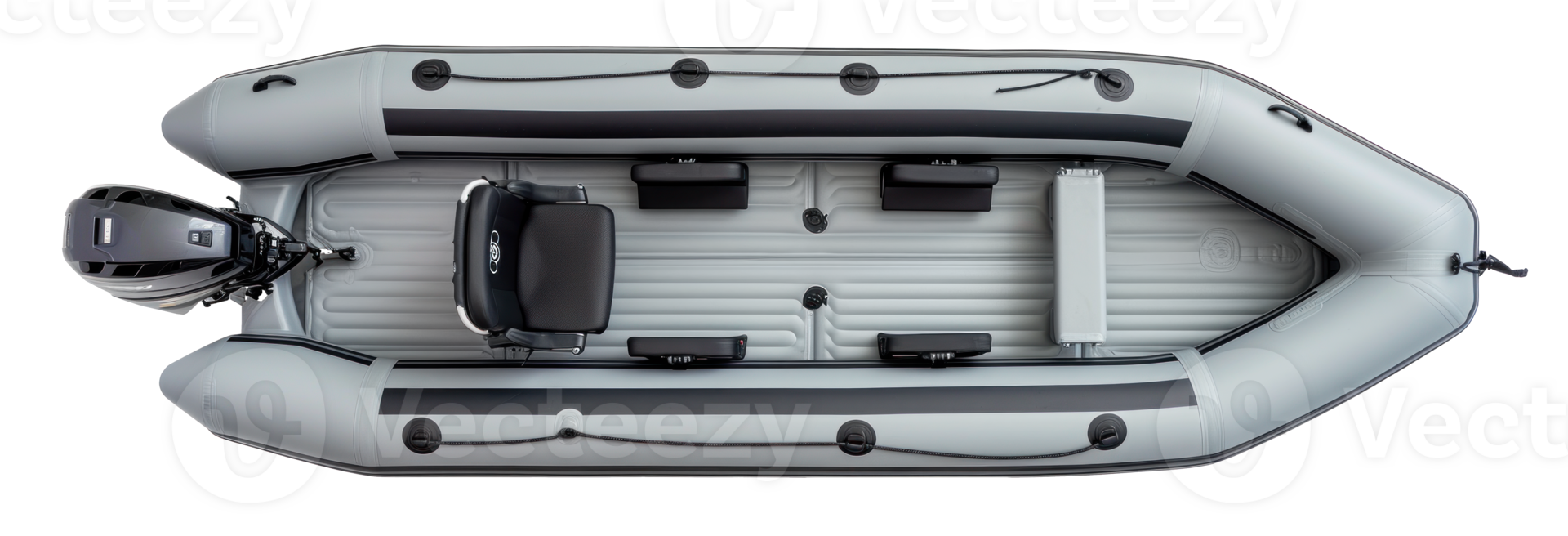 AI generated Top View of Gray Inflatable Boat Isolated png