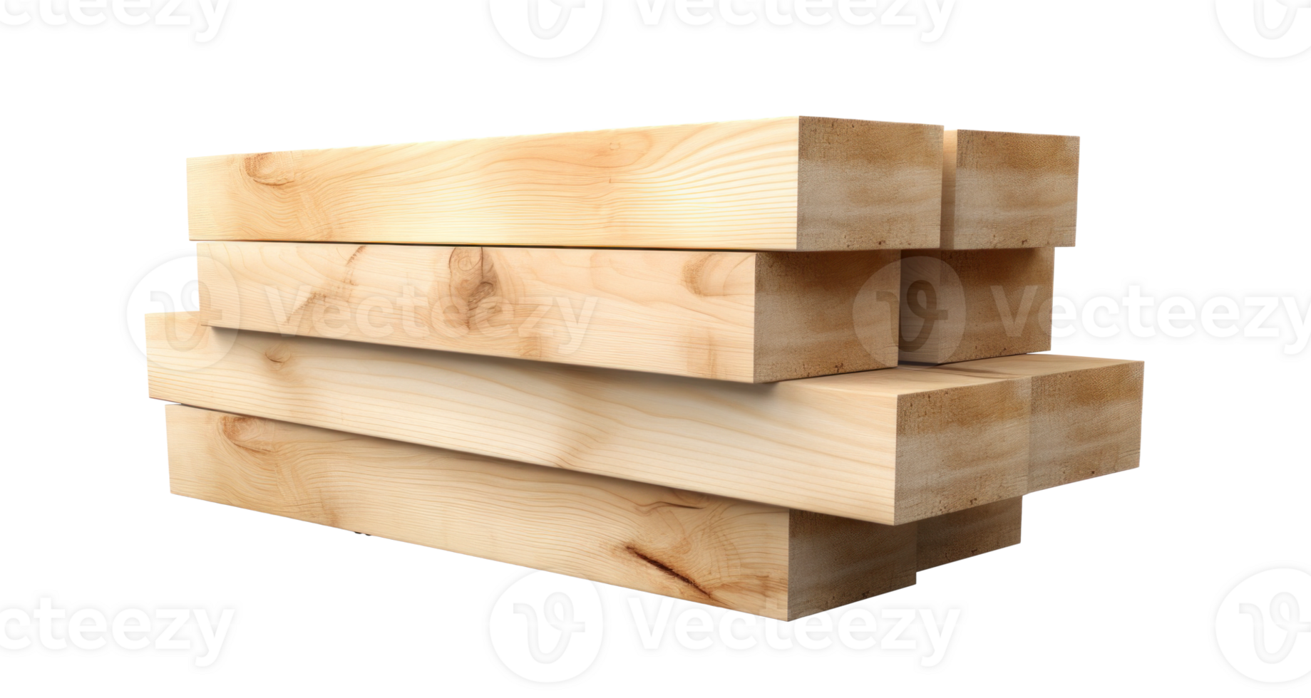 AI generated Stacked Rough Wood Planks Isolated png
