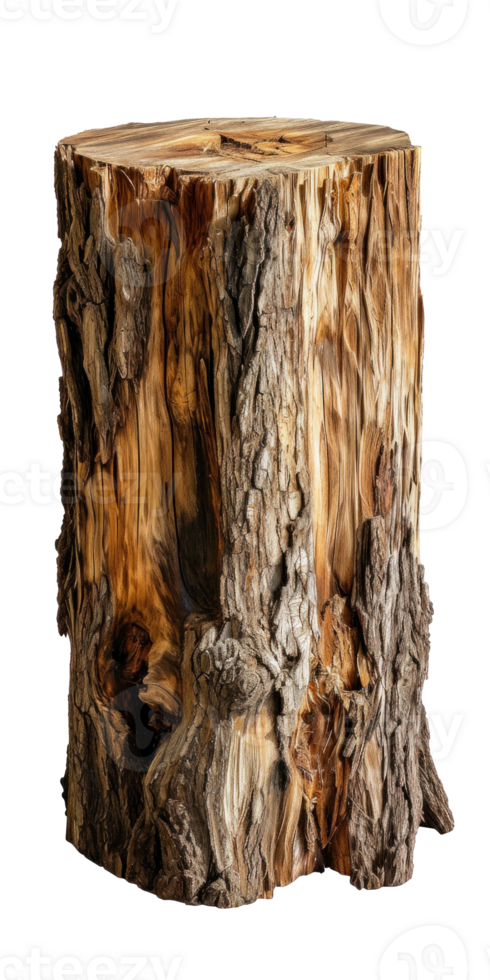 AI generated Rustic Rough Wood Stump Isolated png