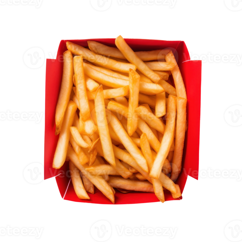 AI generated Crispy French Fries in a Red Carton Box png