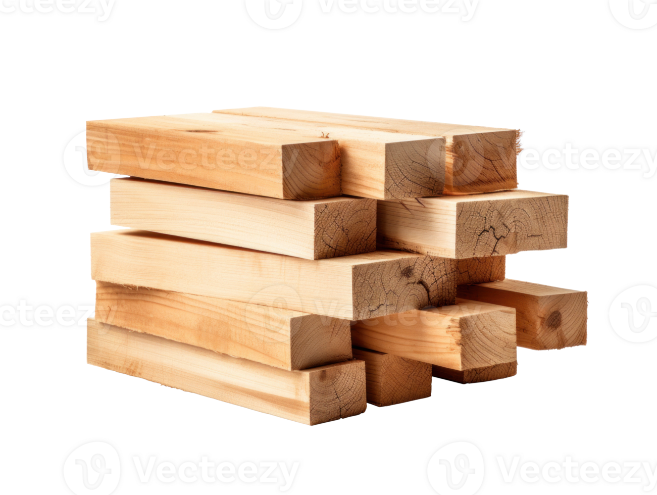 AI generated Rough Wood Planks on Isolated Background png