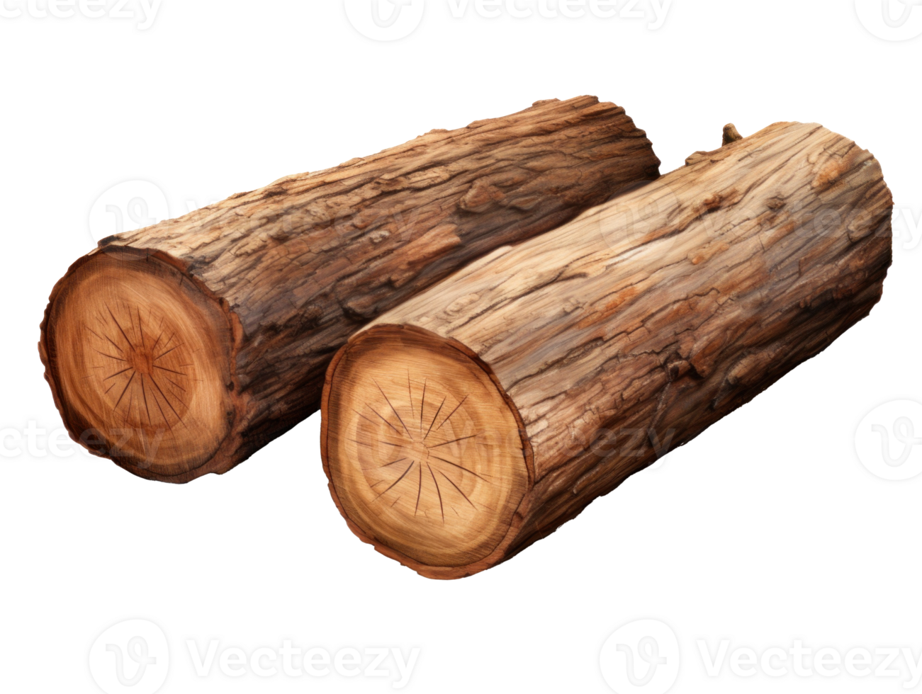 AI generated Rustic Rough Wood Logs on Transparent Background png