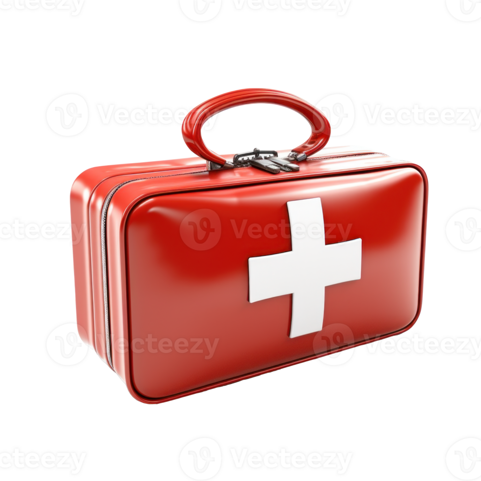 AI generated Red First Aid Bag on Transparent Background png