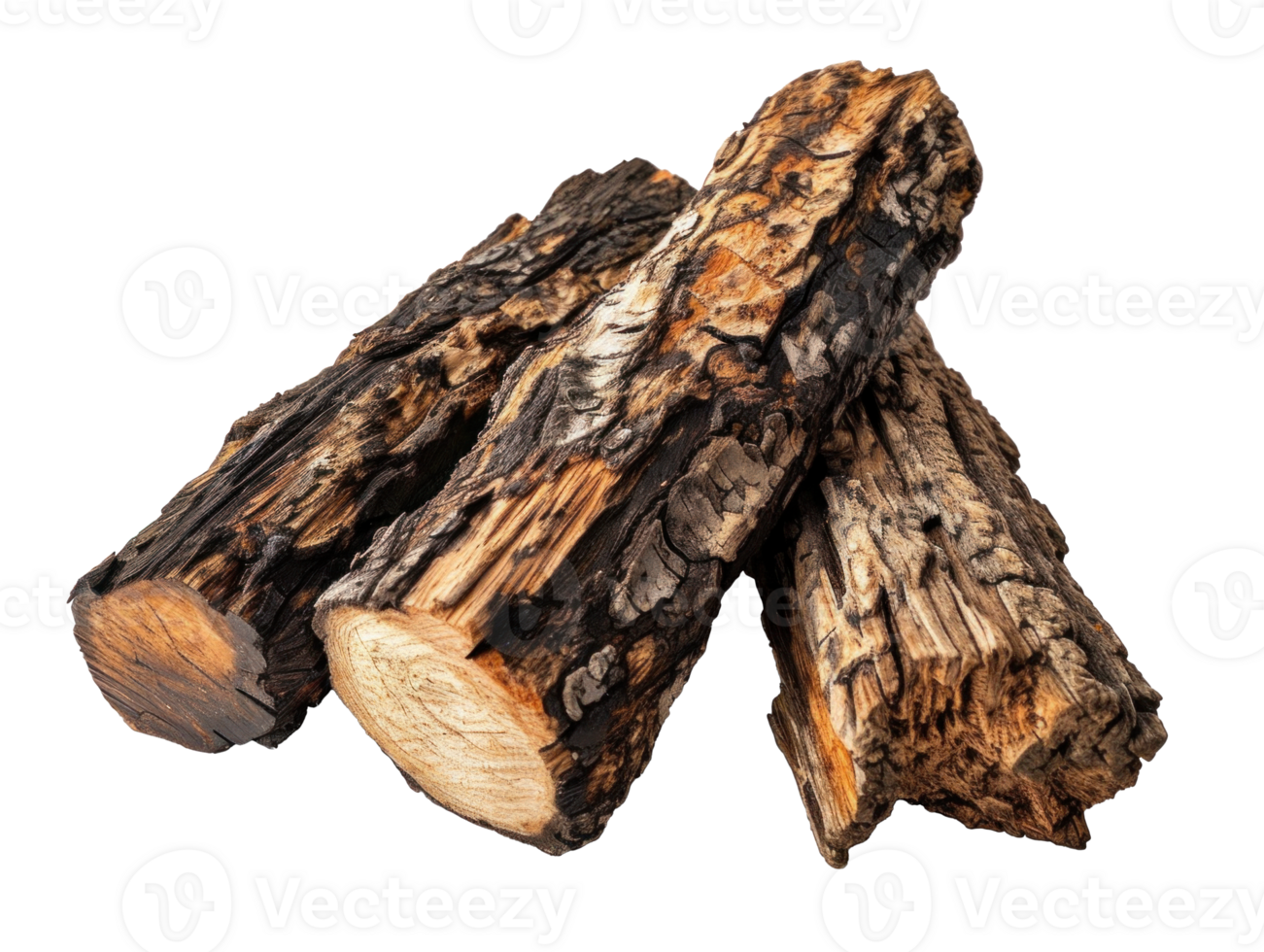 AI generated Rough Wood Logs on Transparent Background png