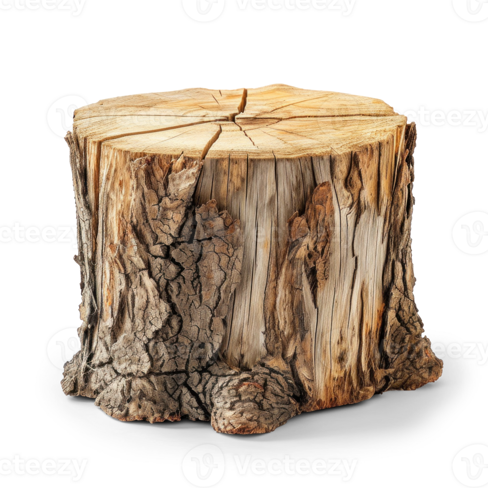AI generated Textured Rough Wood Stump Isolation png