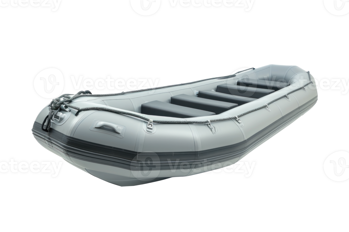 AI generated Gray Inflatable Boat on Transparent Background png