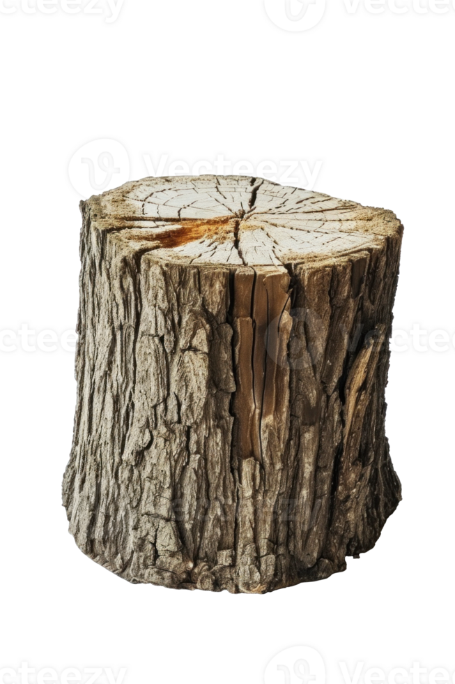 AI generated Textured Rough Wood Stump on Transparent png