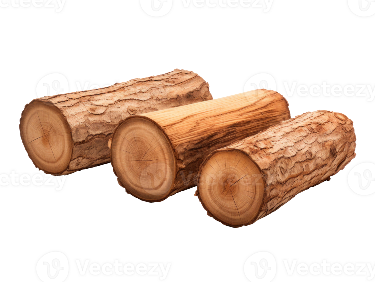 AI generated Textured Rough Wood Logs Isolated png