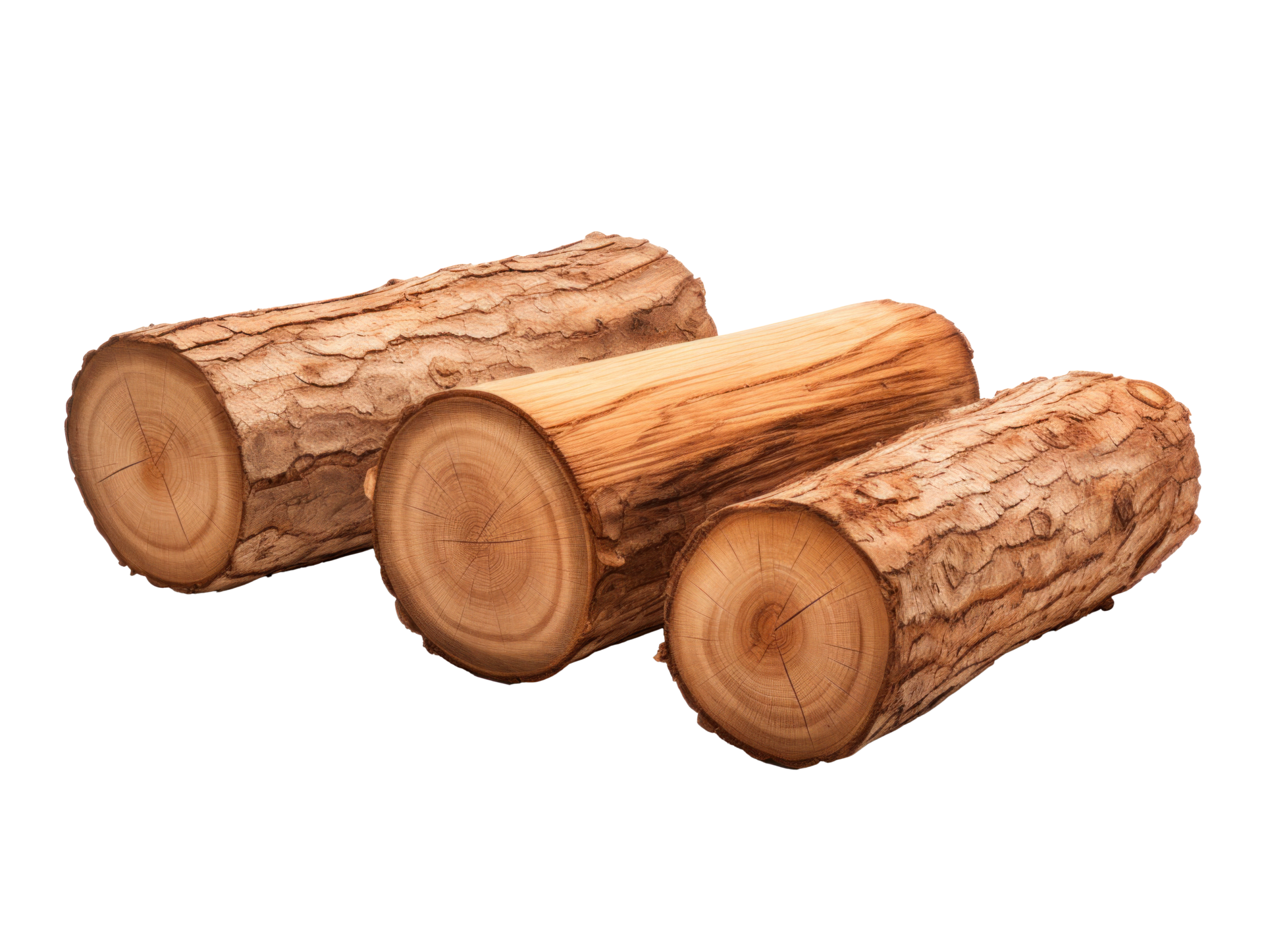 AI generated Textured Rough Wood Logs Isolated 36333976 PNG