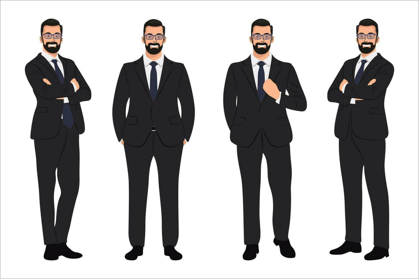 vector businessman doing different actions