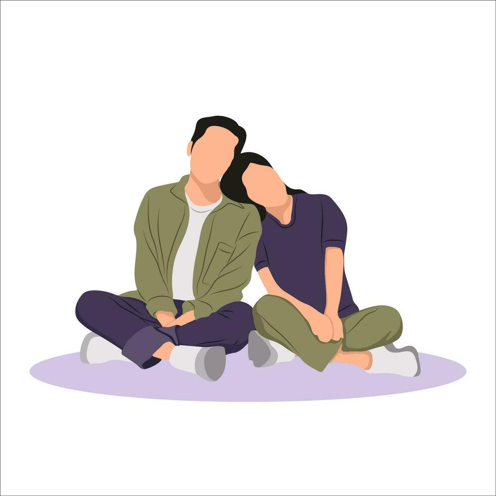 retrato de romántico Pareja sentado vector