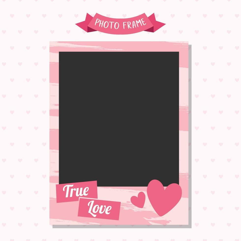 Vector blank photo frame with heart shape valentine's day