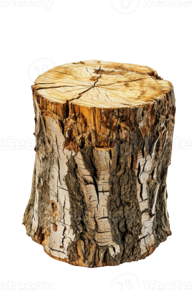 AI generated Textured Rough Wood Log on Isolated Background png