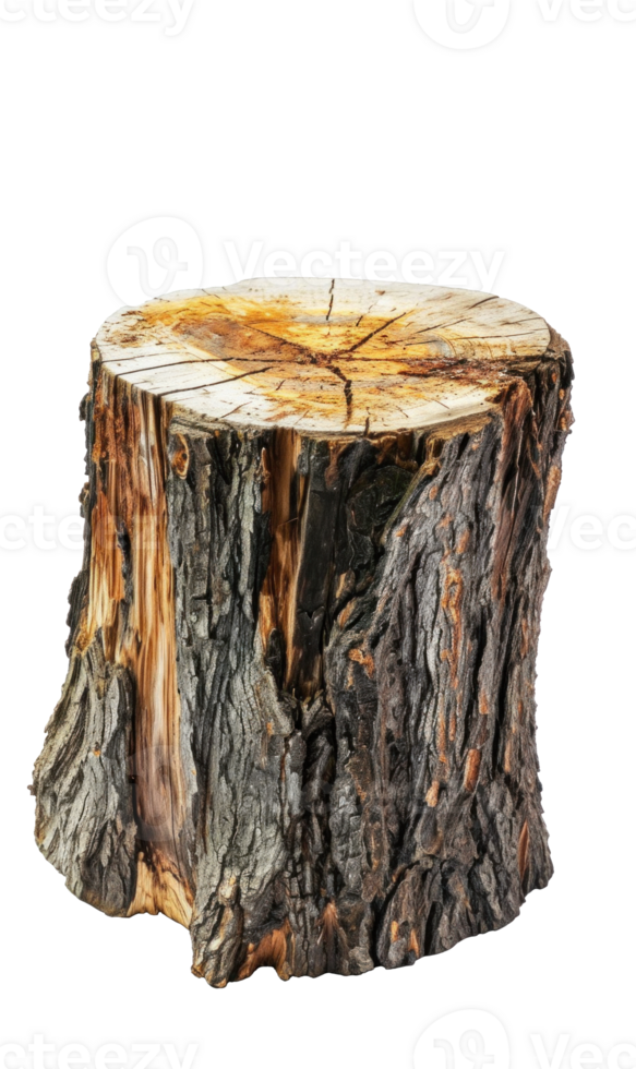 AI generated Textured Rough Wood Stump Isolated png