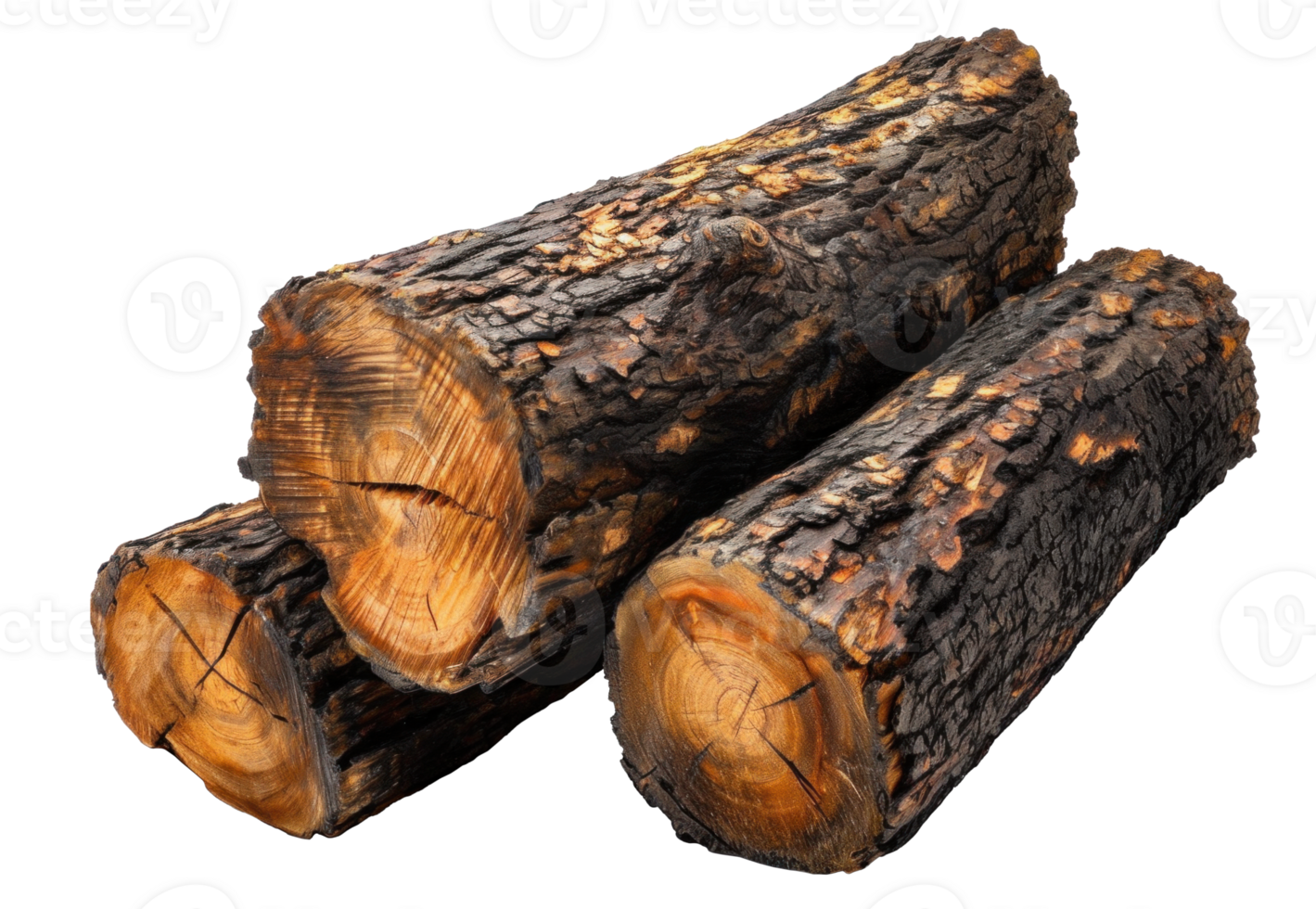 AI generated Rough Wooden Logs on Transparent Background png