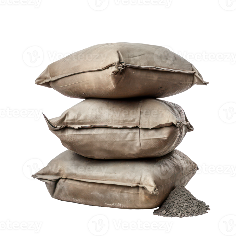 AI generated Stacked Cement Bags on Transparent Backdrop png
