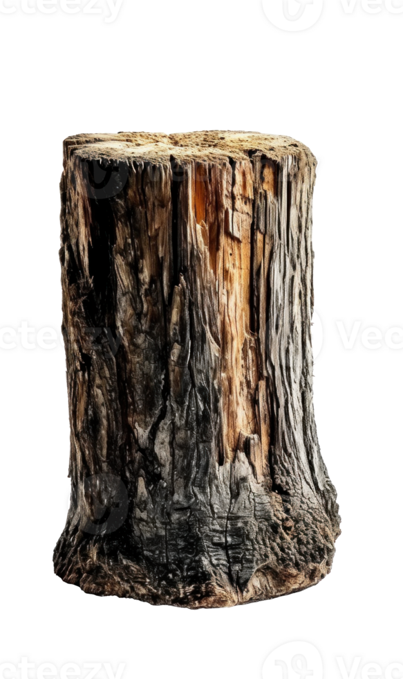 AI generated Rustic Rough Wood Texture Stump png