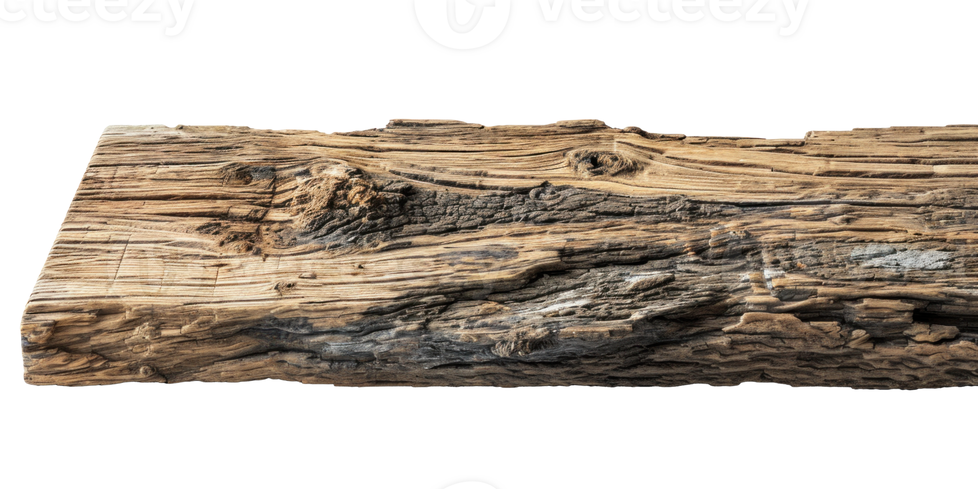 AI generated Textured Rough Wood Plank on Transparent png