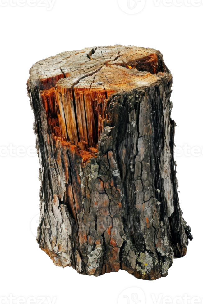 AI generated Textured Rough Wood Stump Isolated png