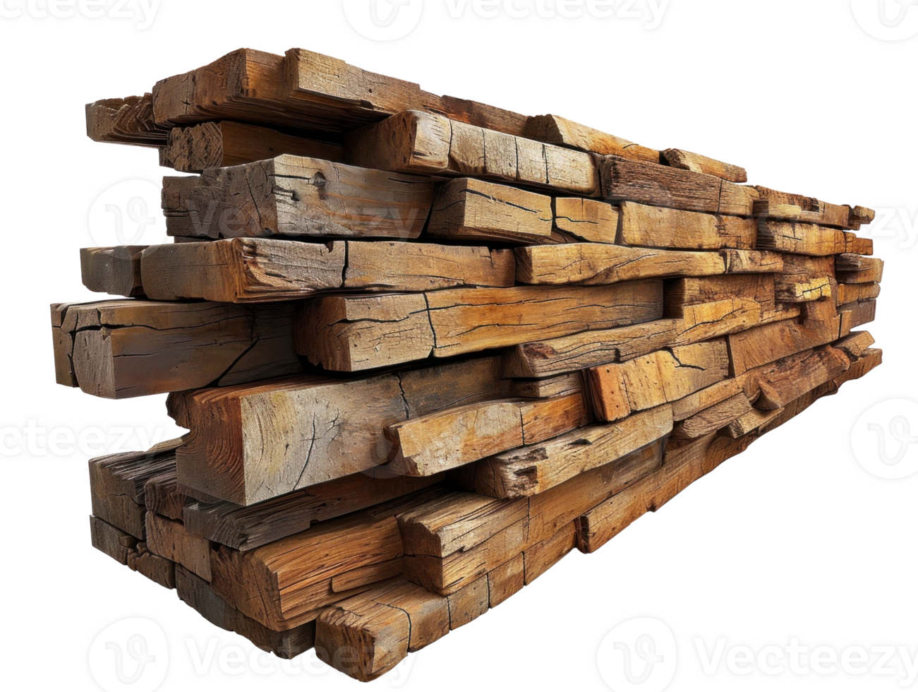 AI generated Pile of Rough Cut Wood on Transparent Background png