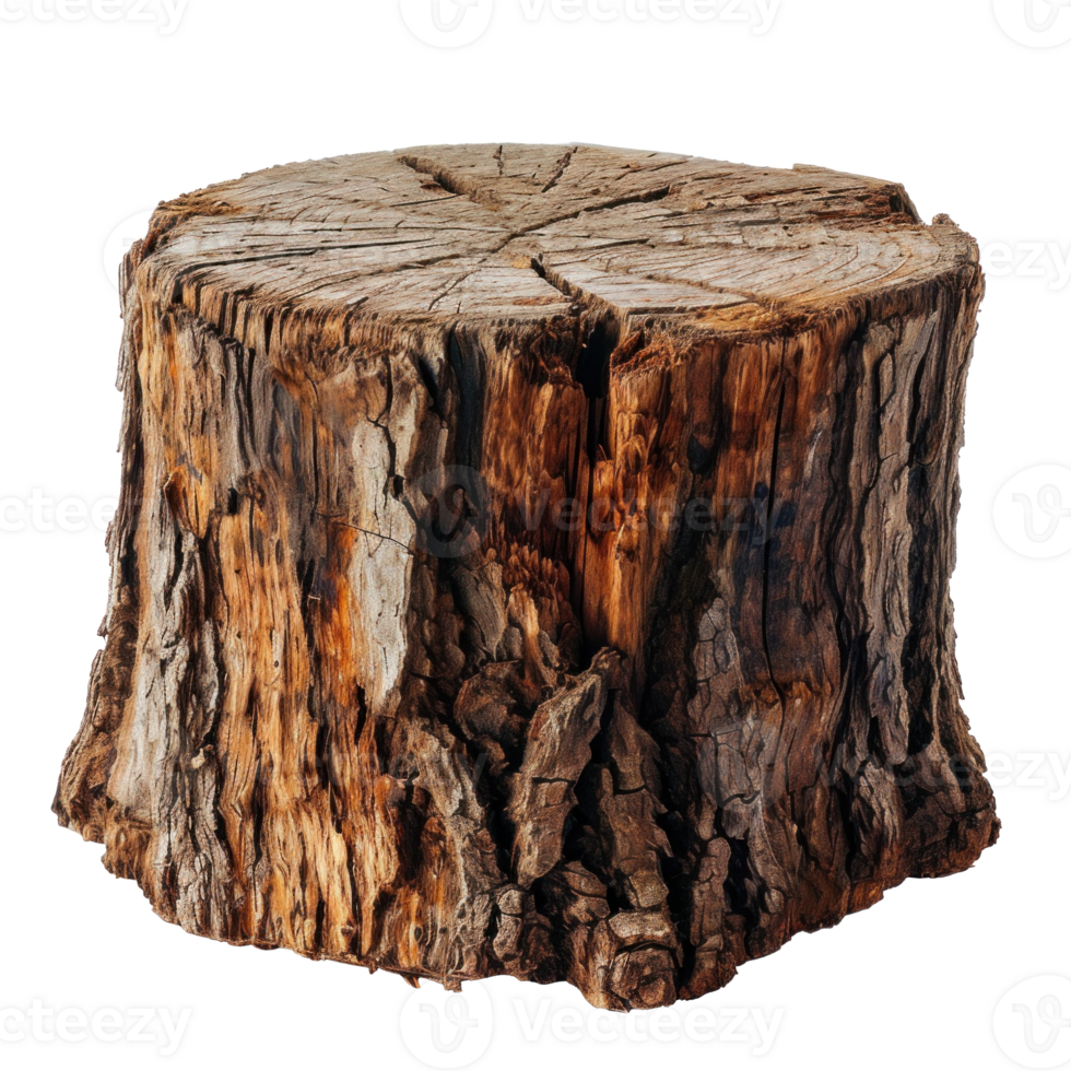 AI generated Textured Rough Wood Stump Isolated png