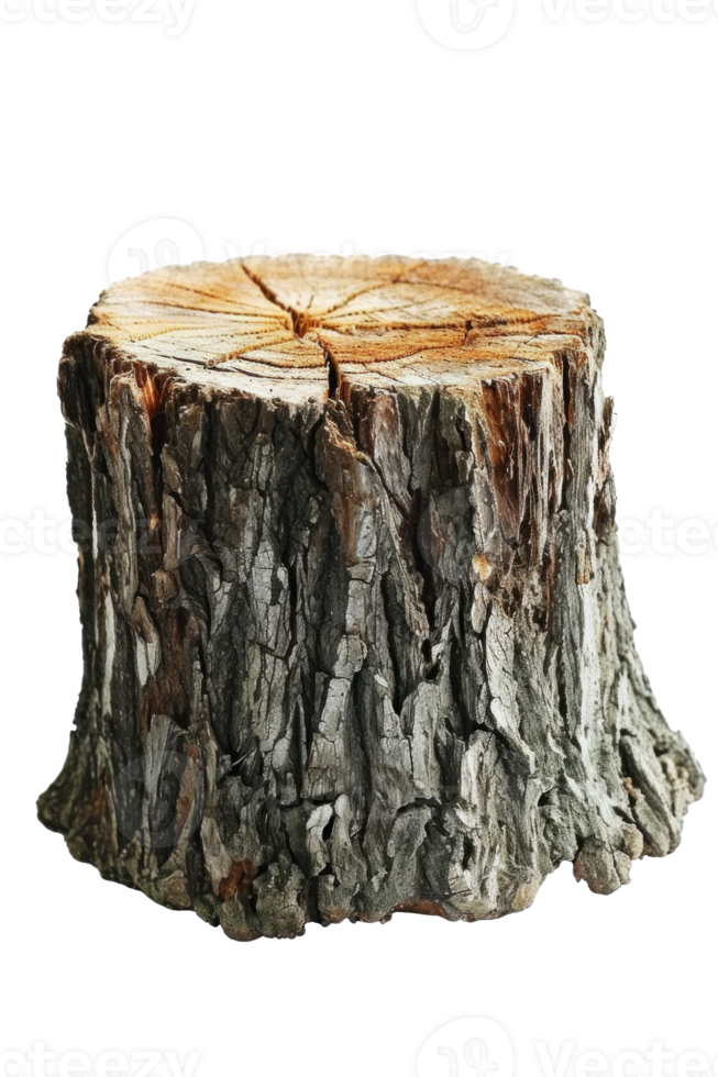 AI generated Rough Wood Texture on Stump Cut png