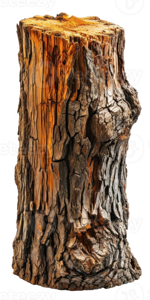 AI generated Rustic Rough Wood Stump Isolated png