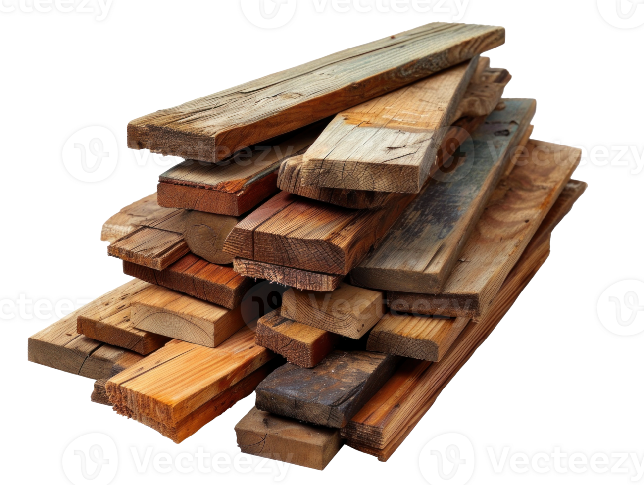 AI generated Textured Rough Wood Planks Pile png