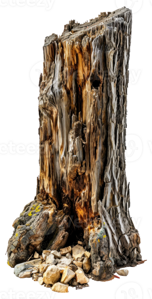 AI generated Textured Rough Wood with Stones png