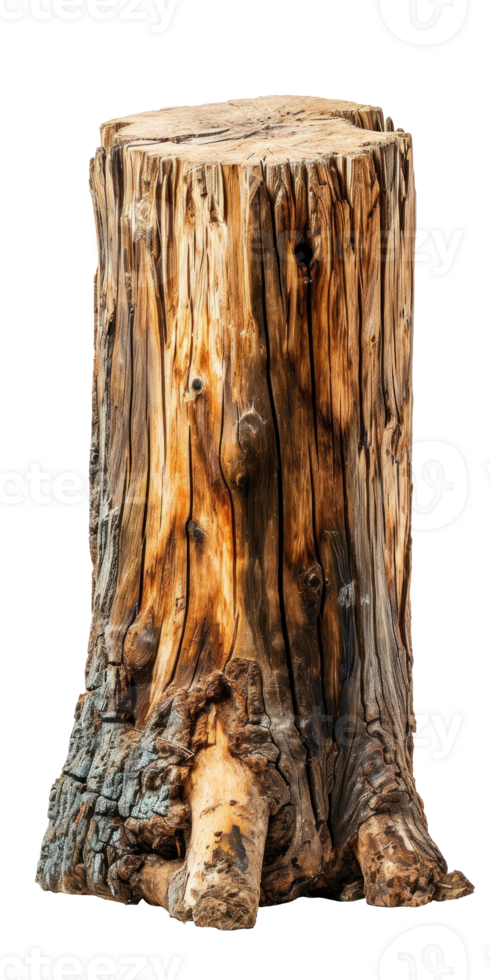 AI generated Textured Rough Wood Stump Isolated png