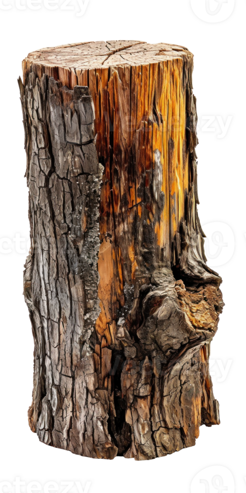 AI generated Textured Rough Wood Stump Isolated png