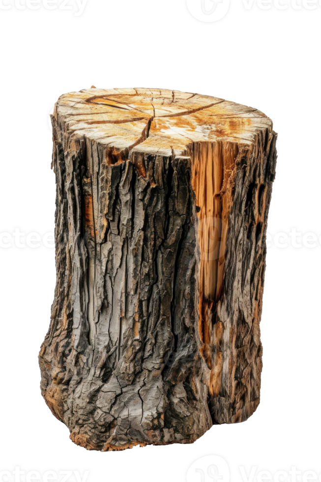 AI generated Textured Rough Wood Log on Transparent png