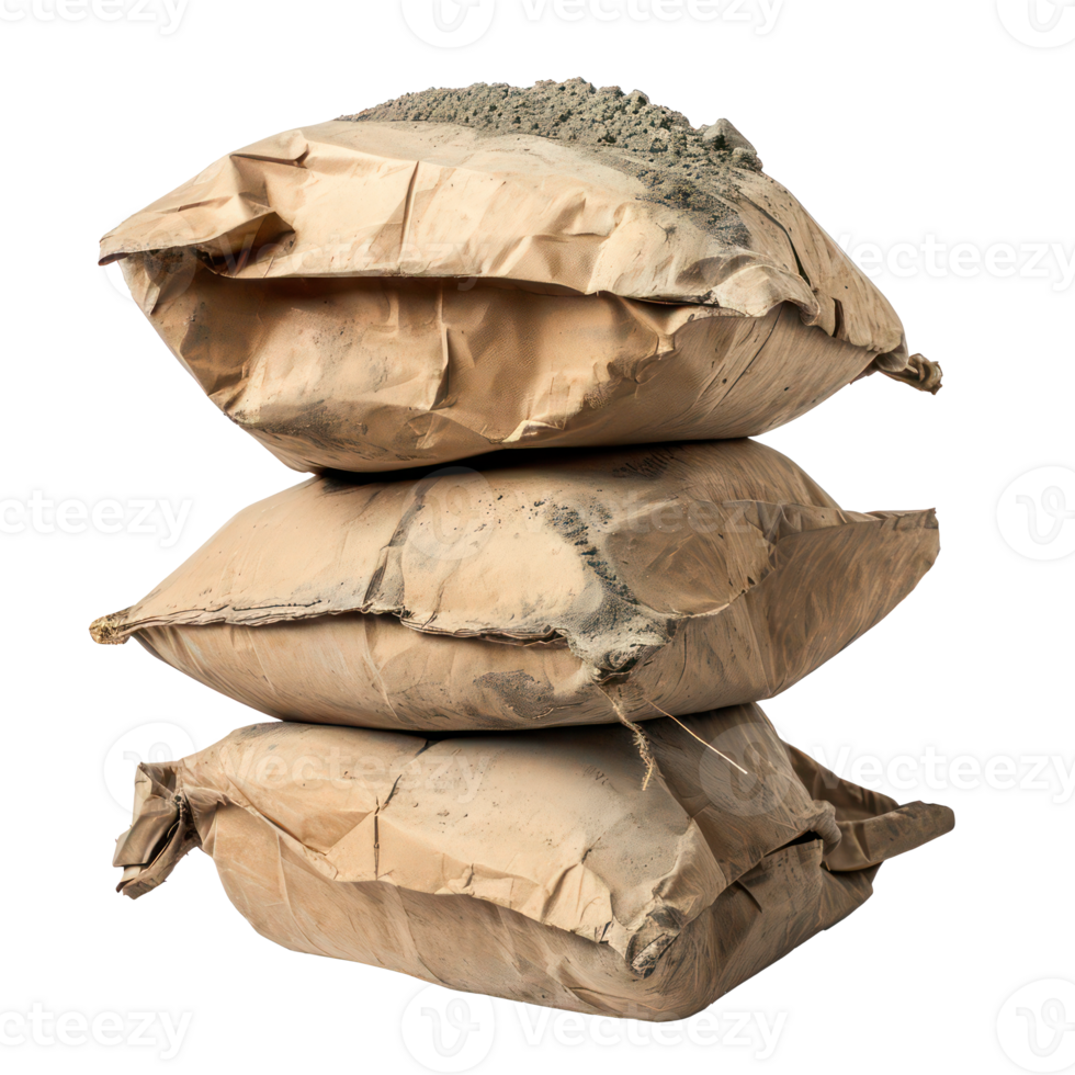 AI generated Stacked Cement Bags on Invisible Background png