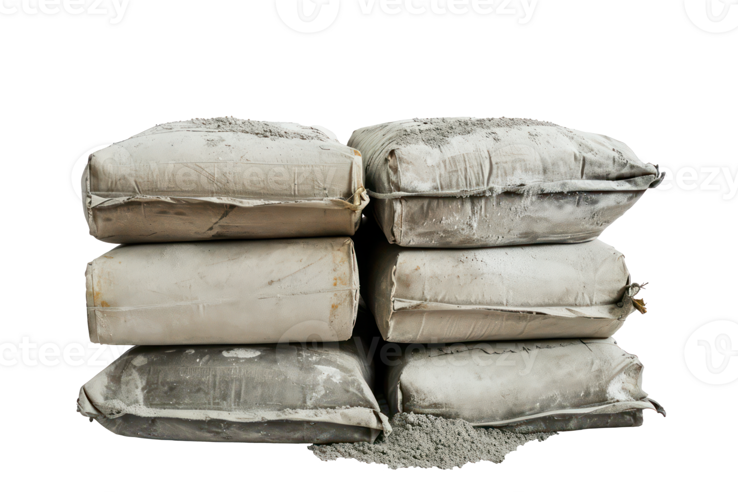 AI generated Stacked Cement Bags on Transparent Background png
