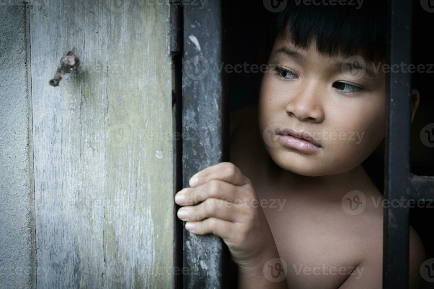 Stop child abusing. Human trafficking and slavery concept. Stop human abuse. photo