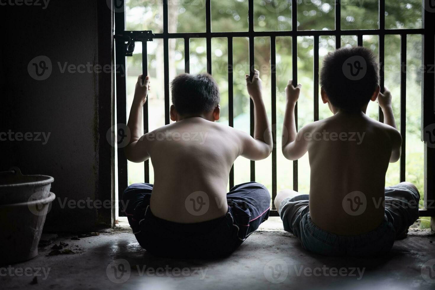 The concept of poor children victims of human trafficking process, poverty, child abuse. child labor concept, victims of human trafficking process, poverty, child abuse, violence against children. photo