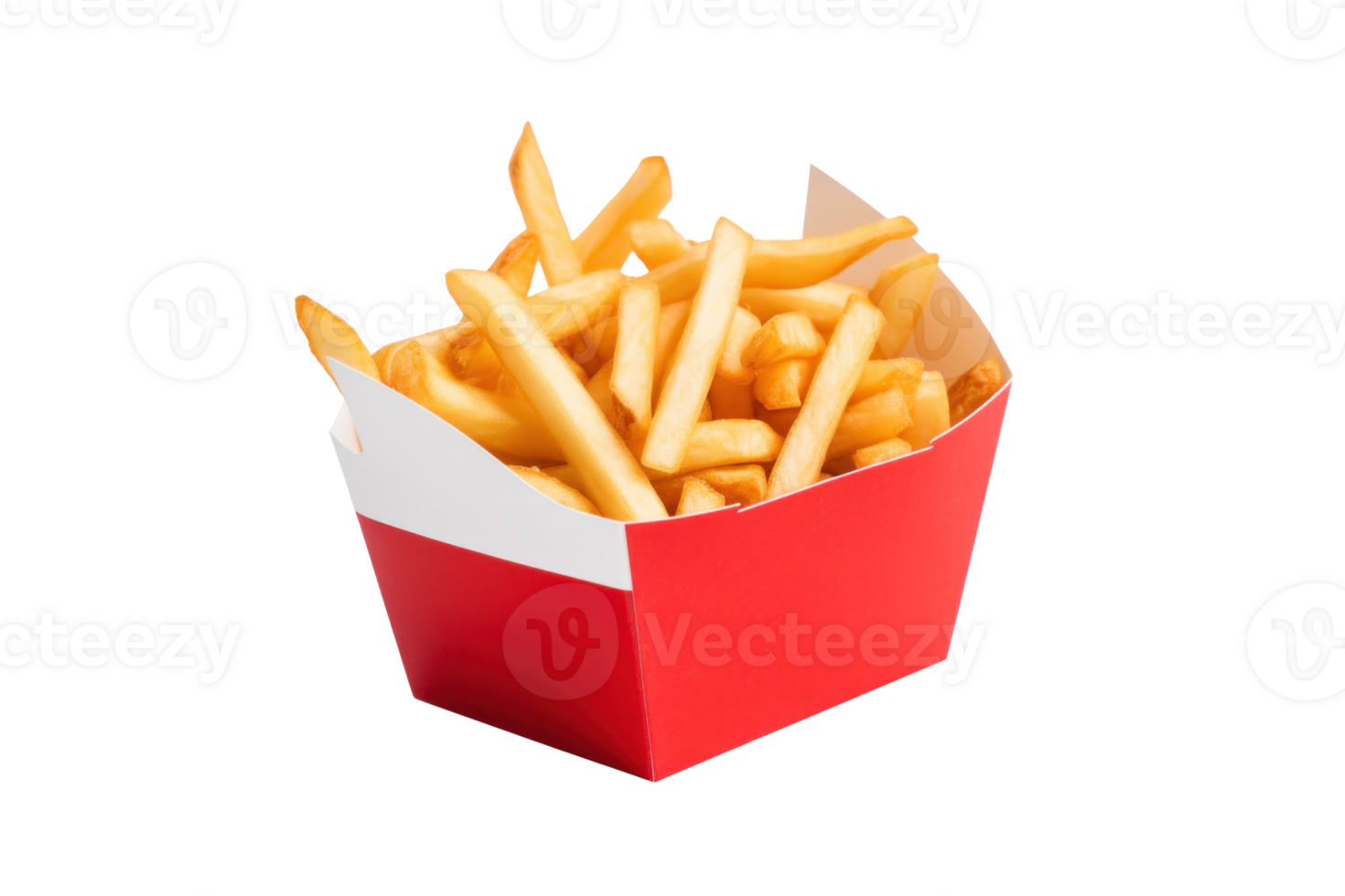 AI generated Crispy French Fries in Red Carton Box png