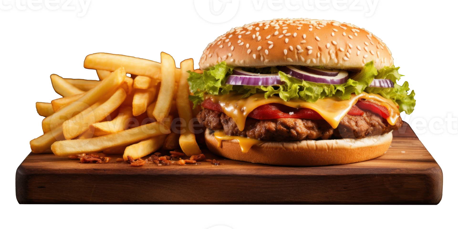 AI generated Delicious Burger and Fries Combo png