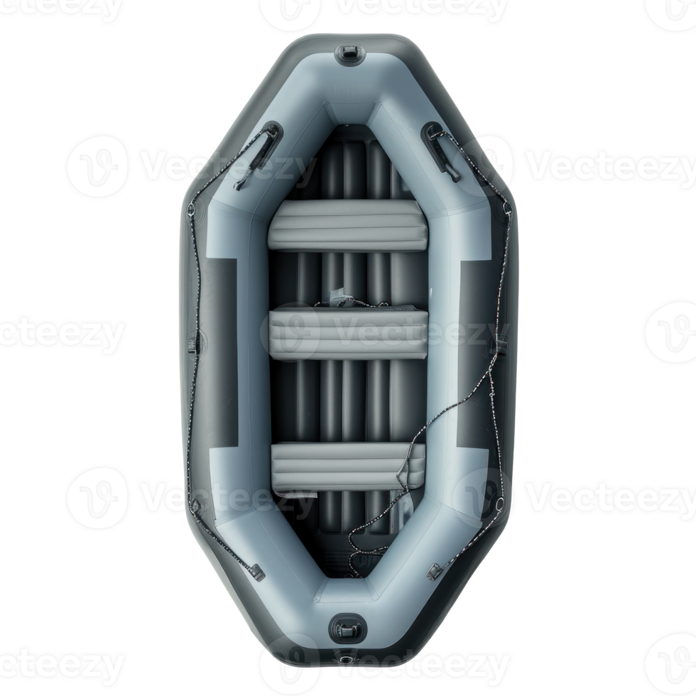 AI generated Top View of Gray Inflatable Boat png