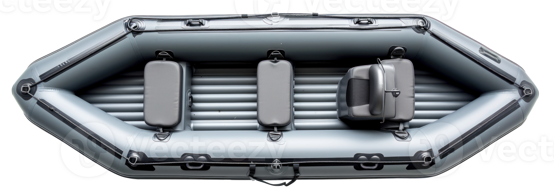 AI generated Top View of Gray Inflatable Boat Isolated png