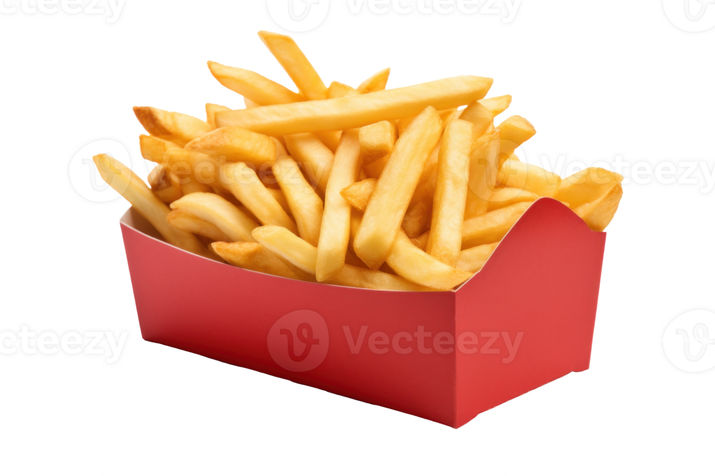 AI generated Crispy French Fries in Red Carton Box png