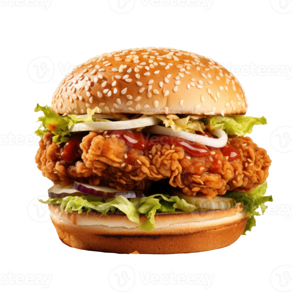 AI generated Crispy Chicken Burger With Fries on Side png