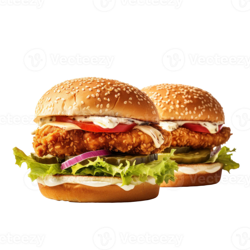 AI generated Crispy Chicken Burger on Transparent png