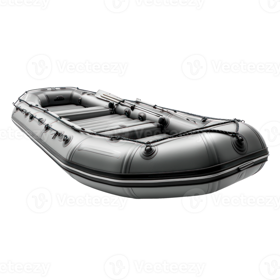AI generated Gray Inflatable Boat on Transparent Background png