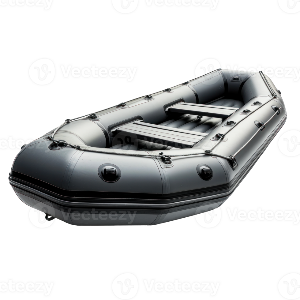 AI generated Gray Inflatable Boat on Transparent Background png
