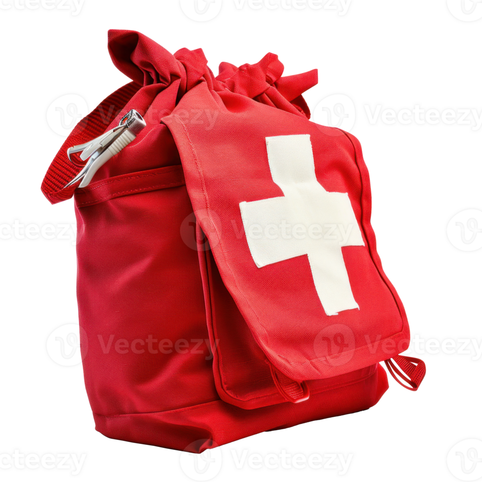 AI generated Red First Aid Bag on Transparent Background png