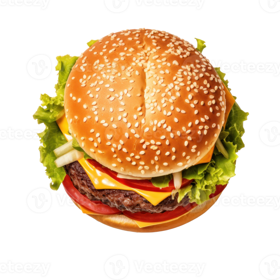 ai generato fresco hamburger superiore Visualizza per strada cibo design png