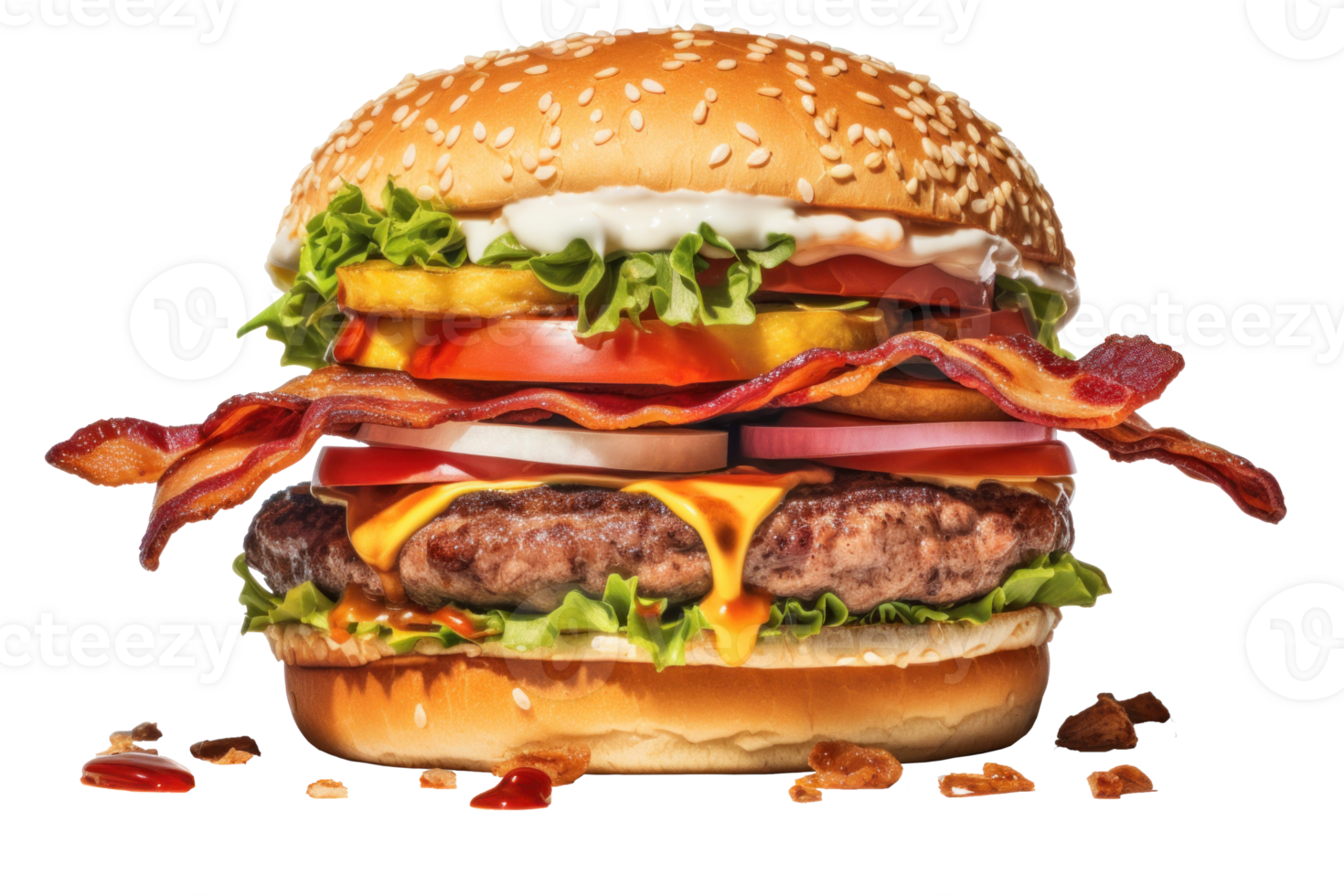 AI generated Bacon Burger Delight on Transparent Background png