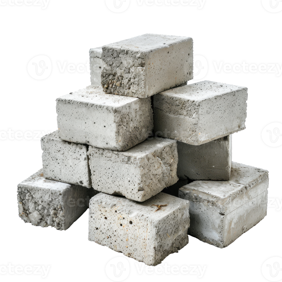 AI generated Pile of Concrete Blocks on Transparent BG png